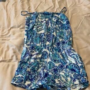 Lilly Pulitzer Girls Blue and White Floral Romper